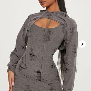 3/$25 NWT Distressed Gray Long Sleeve Dress